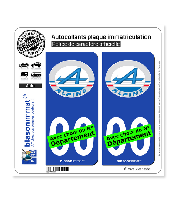 Alpine - Macaron | Autocollant plaque immatriculation