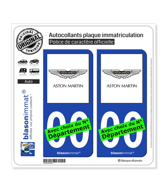 Aston Martin | Autocollant plaque immatriculation