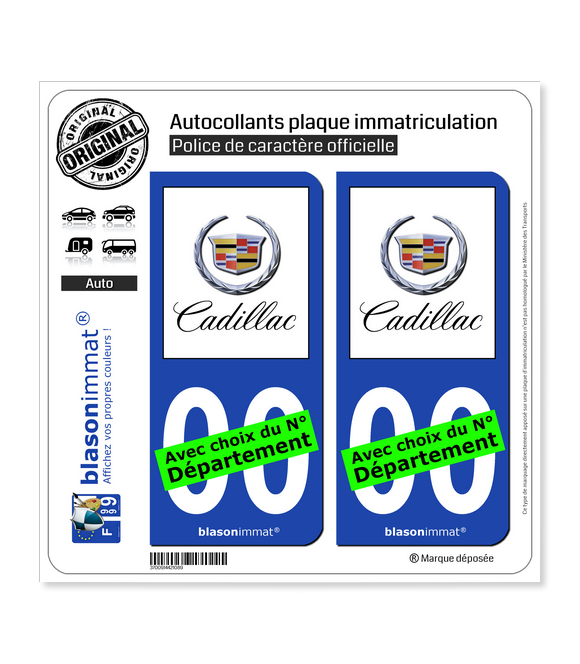 Cadillac | Autocollant plaque immatriculation