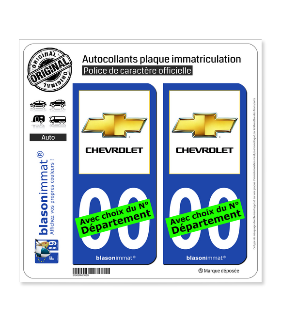 Chevrolet | Autocollant plaque immatriculation
