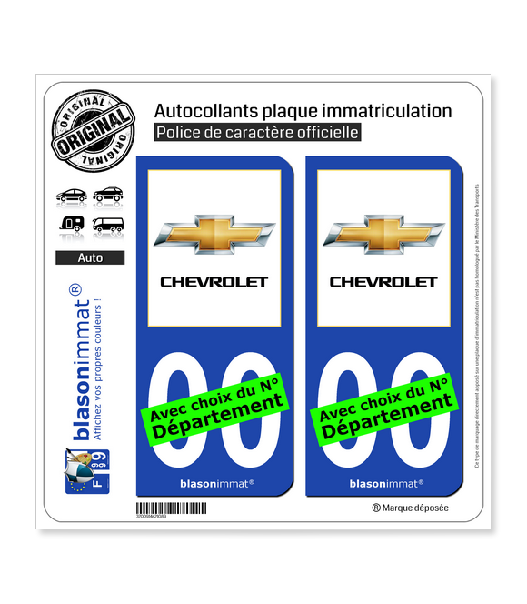Chevrolet II | Autocollant plaque immatriculation
