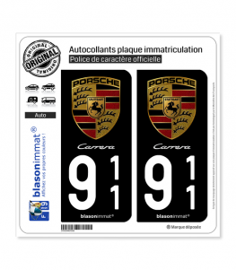 911 Porsche - Carrera | Autocollant plaque immatriculation