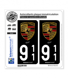 911 Porsche - GT | Autocollant plaque immatriculation