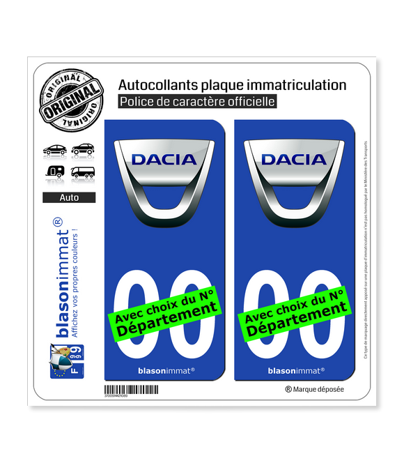 Dacia | Autocollant plaque immatriculation