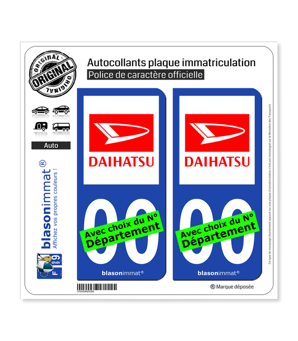 Daihatsu | Autocollant plaque immatriculation