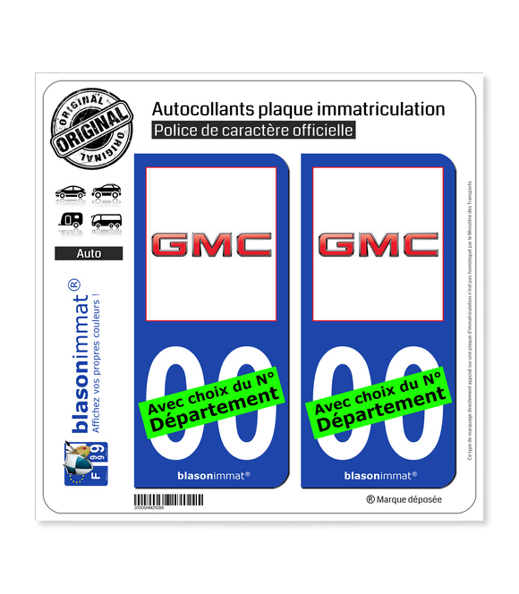 GMC | Autocollant plaque immatriculation