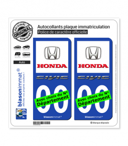 Honda - Civic | Autocollant plaque immatriculation