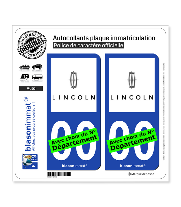 Lincoln | Autocollant plaque immatriculation