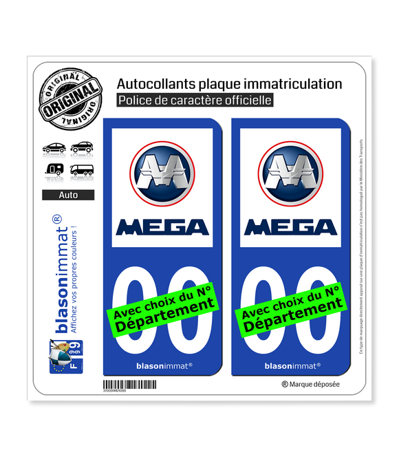 Mega | Autocollant plaque immatriculation