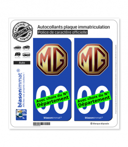 MG - Retro | Autocollant plaque immatriculation