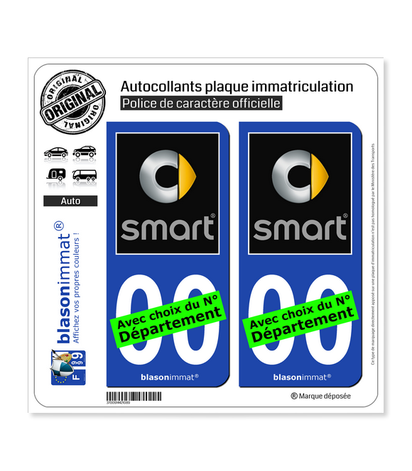 Smart | Autocollant plaque immatriculation