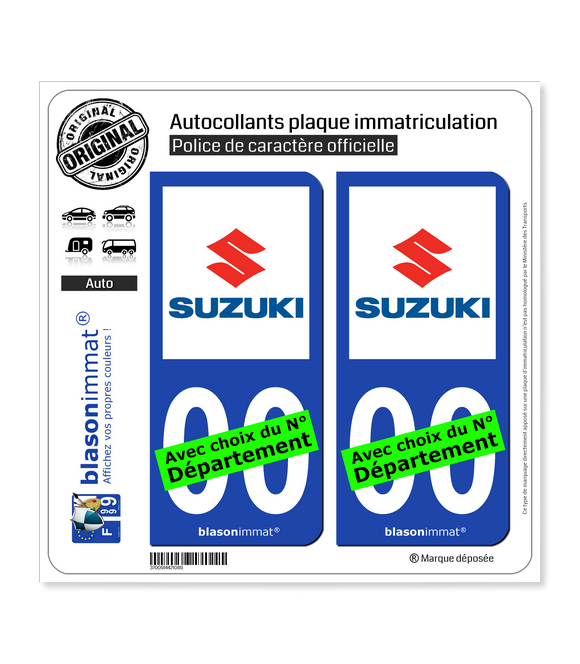 Suzuki | Autocollant plaque immatriculation