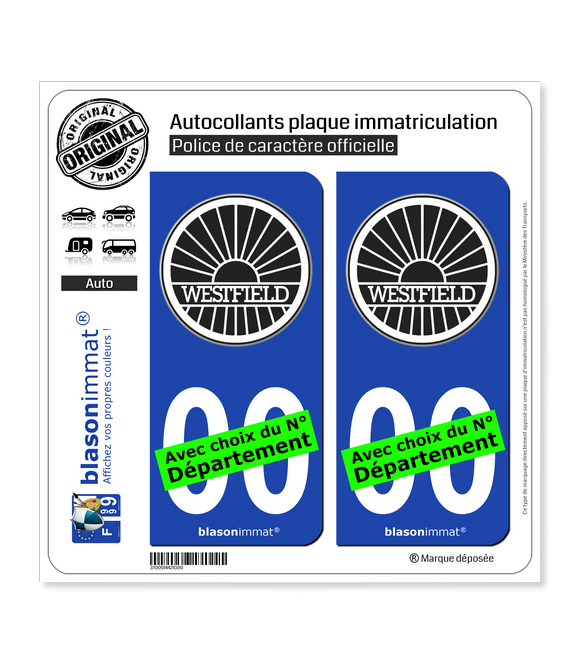 Westfield - Macaron | Autocollant plaque immatriculation