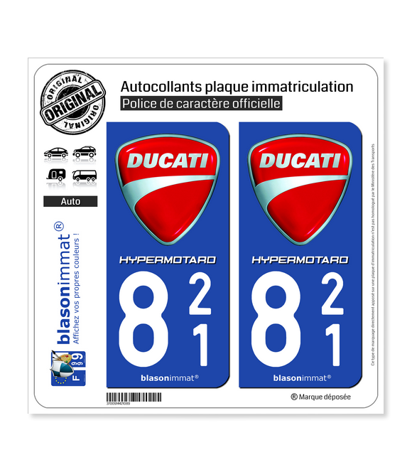 821 Ducati - HyperMotard | Autocollant plaque immatriculation