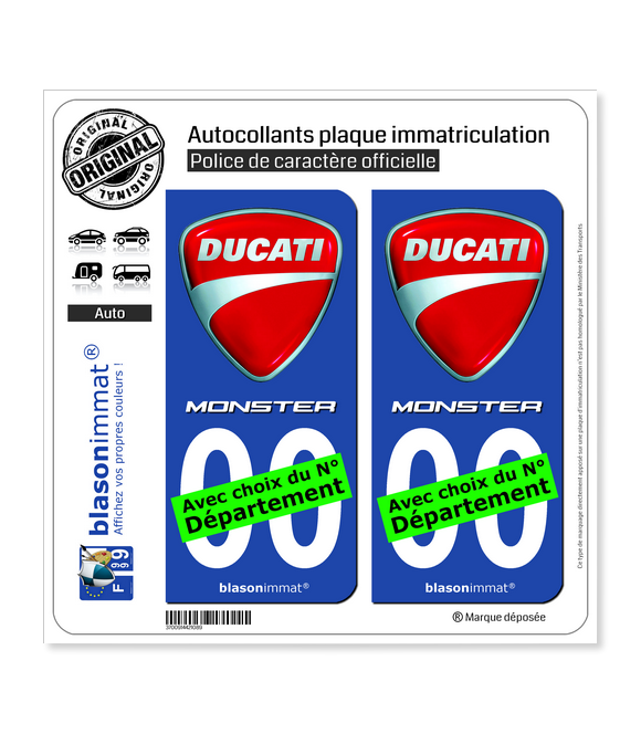 Ducati - Monster | Autocollant plaque immatriculation