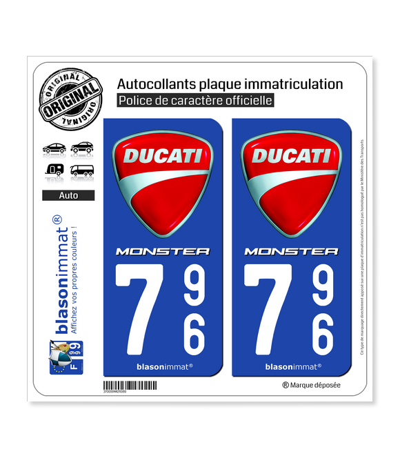 796 Ducati - Monster | Autocollant plaque immatriculation