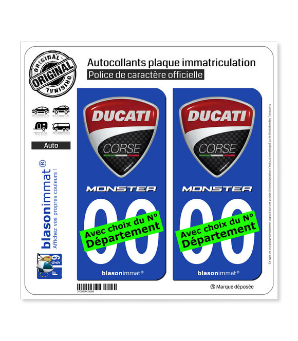 Ducati Corse - Monster | Autocollant plaque immatriculation