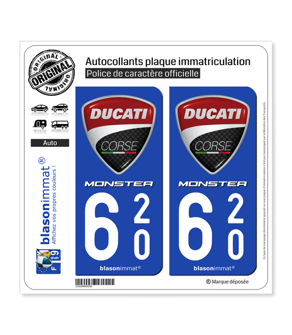 620 Ducati Corse - Monster | Autocollant plaque immatriculation