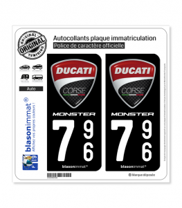796 Ducati Corse - Monster | Autocollant plaque immatriculation
