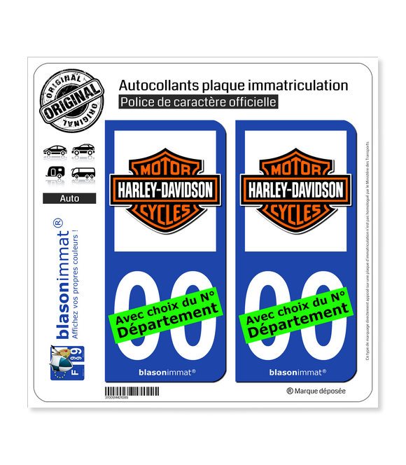 Harley-Davidson - Blason | Autocollant plaque immatriculation