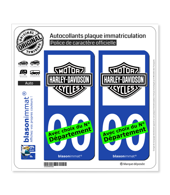 Harley-Davidson - Blason II | Autocollant plaque immatriculation