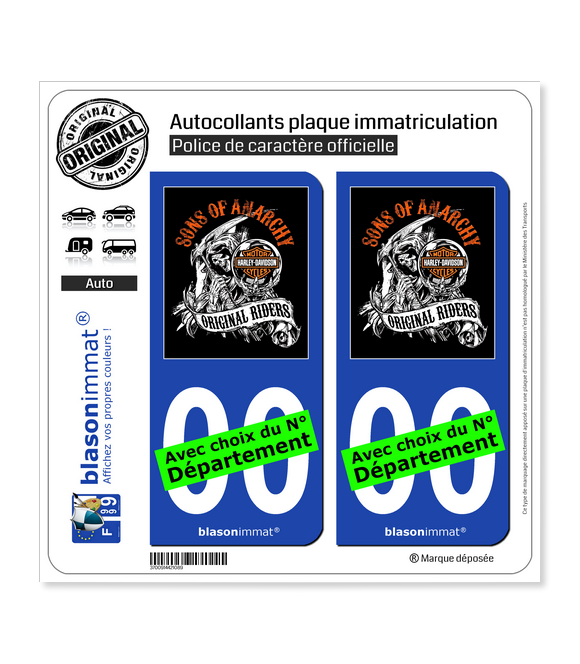 Harley-Davidson - Sons of Anarchy | Autocollant plaque immatriculation