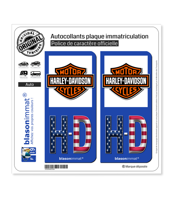 HD-Drapé Harley-Davidson - Blason | Autocollant plaque immatriculation