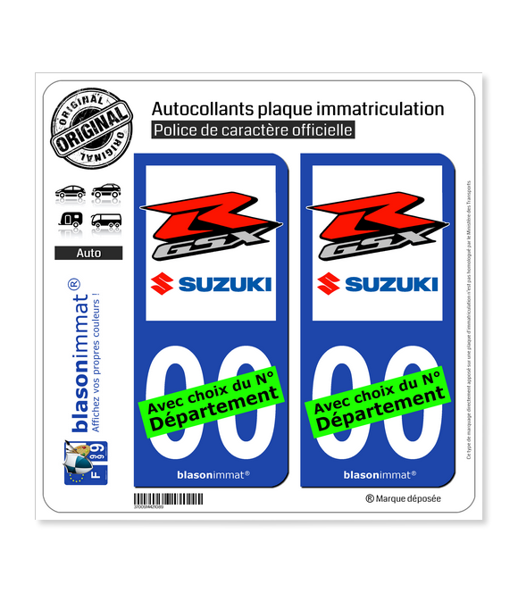 Suzuki - GSXR | Autocollant plaque immatriculation