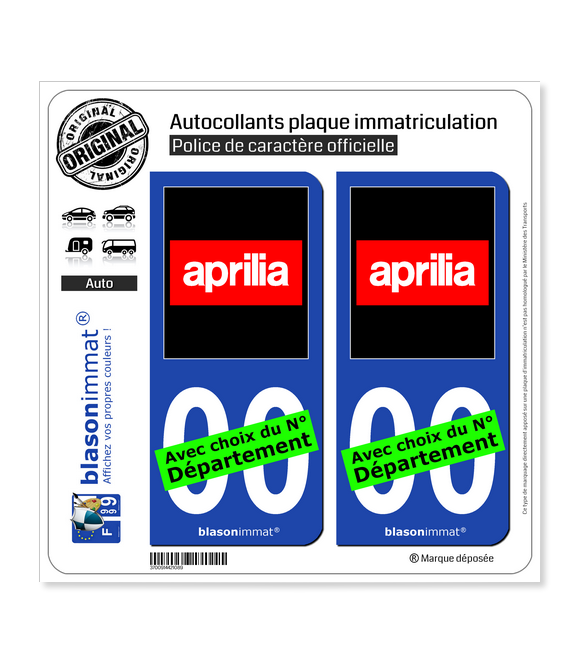 Aprilia | Autocollant plaque immatriculation