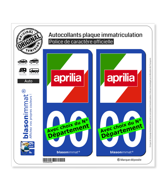 Aprilia - Italia | Autocollant plaque immatriculation