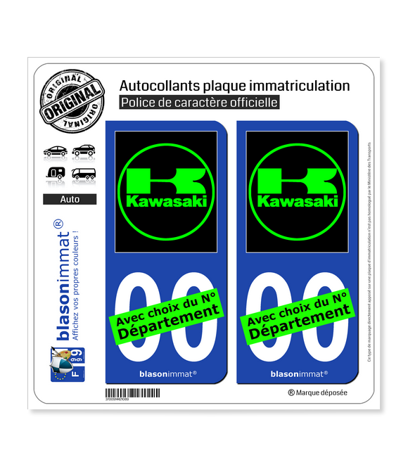 Kawasaki - Motors II | Autocollant plaque immatriculation