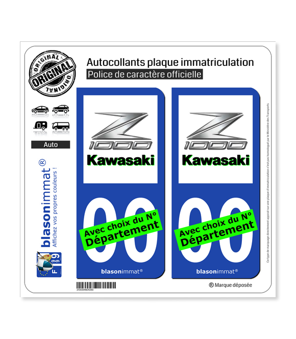 Kawasaki - Z1000 | Autocollant plaque immatriculation