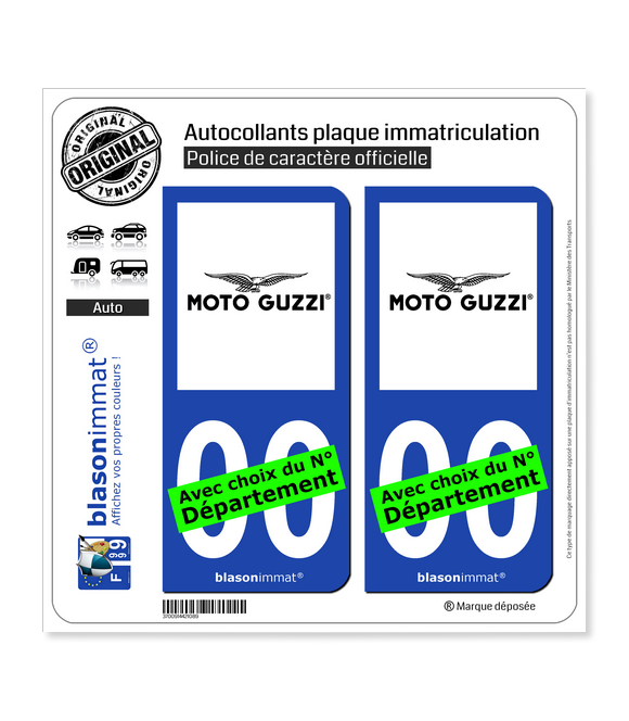 Moto Guzzi | Autocollant plaque immatriculation