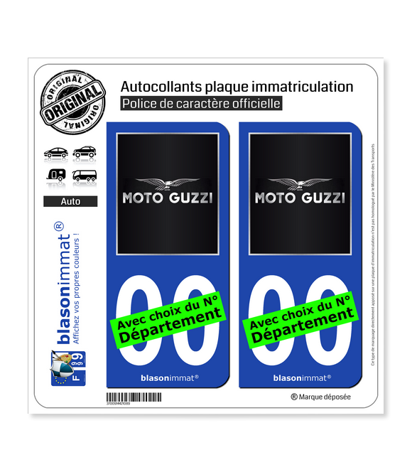 Moto Guzzi - Noir | Autocollant plaque immatriculation