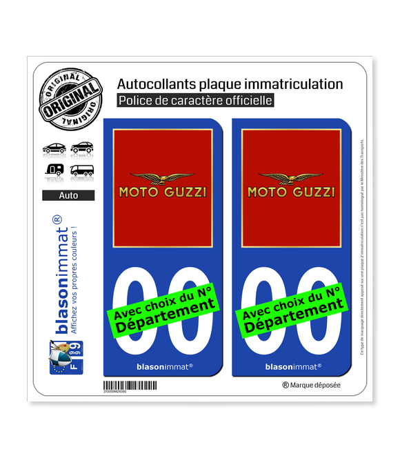 Moto Guzzi - Rouge | Autocollant plaque immatriculation