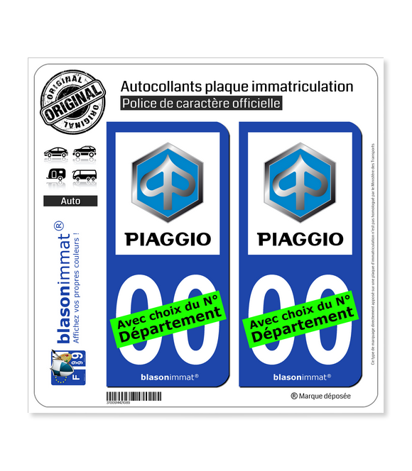 Piaggio - Macaron | Autocollant plaque immatriculation