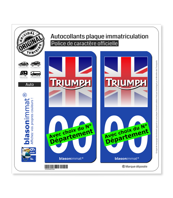 Triumph - Drapé | Autocollant plaque immatriculation