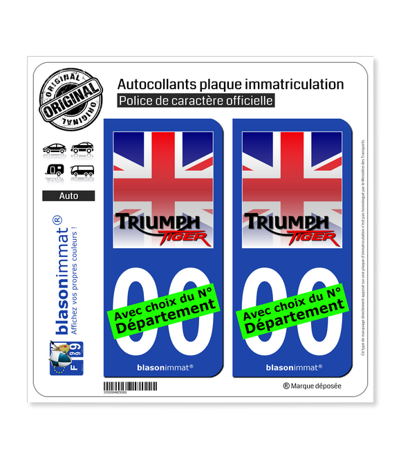 Triumph - Tiger | Autocollant plaque immatriculation