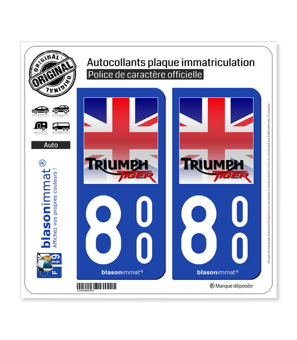 800 Triumph - Tiger | Autocollant plaque immatriculation