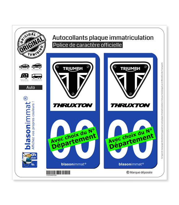 Triumph - Thruxton White | Autocollant plaque immatriculation