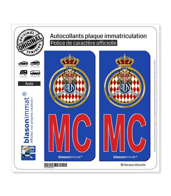 MC Rouge Automobile Club de Monaco - Blason | Autocollant plaque immatriculation