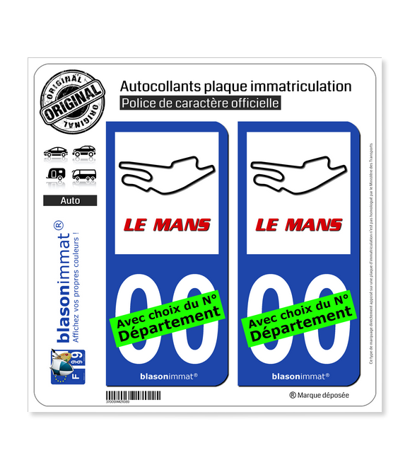 Le Mans - Circuit | Autocollant plaque immatriculation