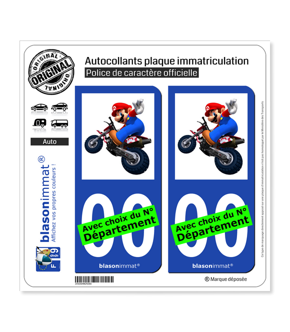 Mario - Motard | Autocollant plaque immatriculation