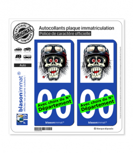 Motard - Zombie Casqué et Clopé | Autocollant plaque immatriculation