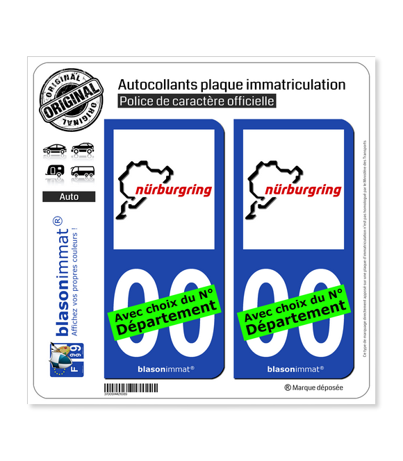 Nürburgring - Circuit | Autocollant plaque immatriculation