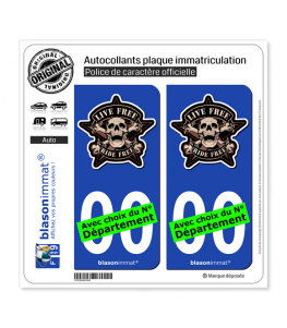 Live Free Ride Free | Autocollant plaque immatriculation