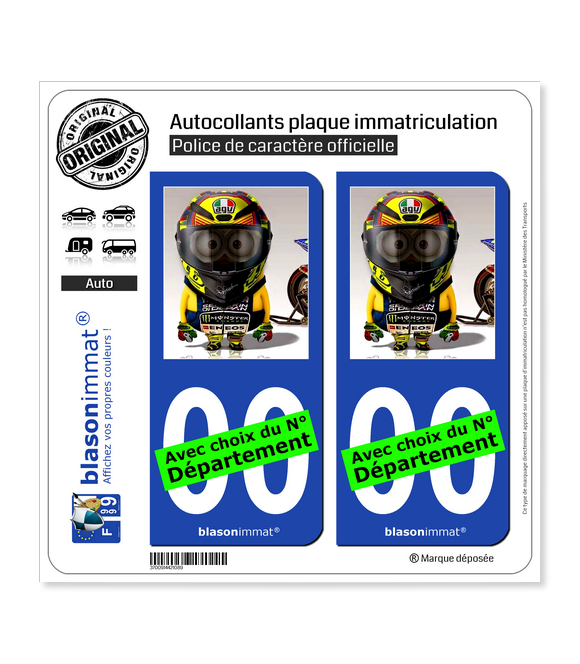 Valentino Rossi - Minion GP | Autocollant plaque immatriculation