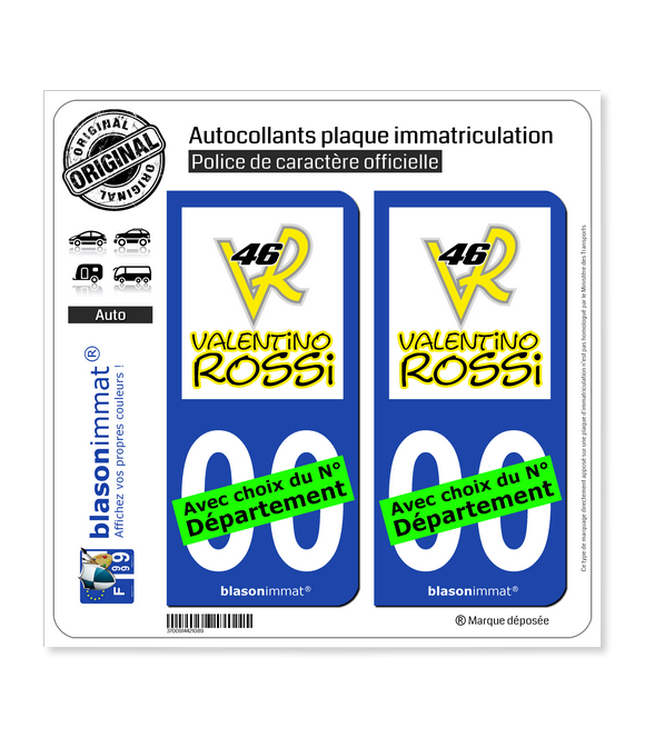 Valentino Rossi - VR46 | Autocollant plaque immatriculation