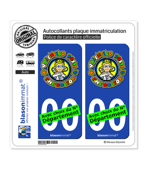 Valentino Rossi - The Doctor | Autocollant plaque immatriculation