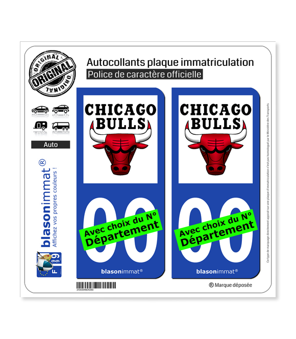 Bulls de Chicago - Basket-ball | Autocollant plaque immatriculation